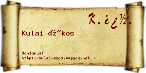 Kulai Ákos névjegykártya